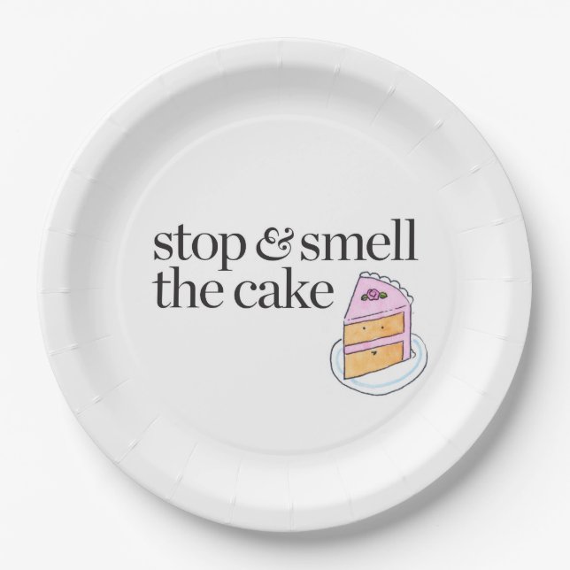 Stop & Smell the Cake Paper Plates (Front)