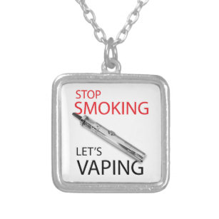 Stop smoking silver plated necklace