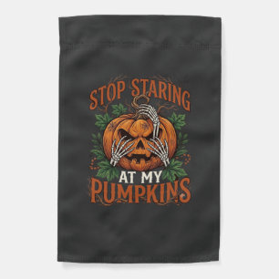 Stop Staring Pumpkins Halloween Skeleton Hands_1 Garden Flag