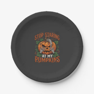Stop Staring Pumpkins Halloween Skeleton Hands_1 Paper Plates