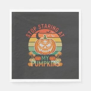 Stop Staring Pumpkins Halloween Skull Retro Sunset Napkins