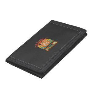 Stop Staring Pumpkins Halloween Skull Retro Sunset Tri-fold Wallet