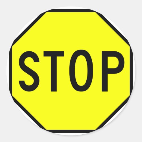 Stop Street Road Sign Symbol Caution Traffic Classic Round Sticker