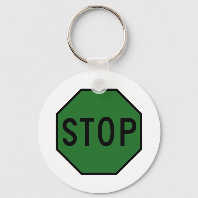 Stop Street Road Sign Symbol Caution Traffic Keychain (Front)
