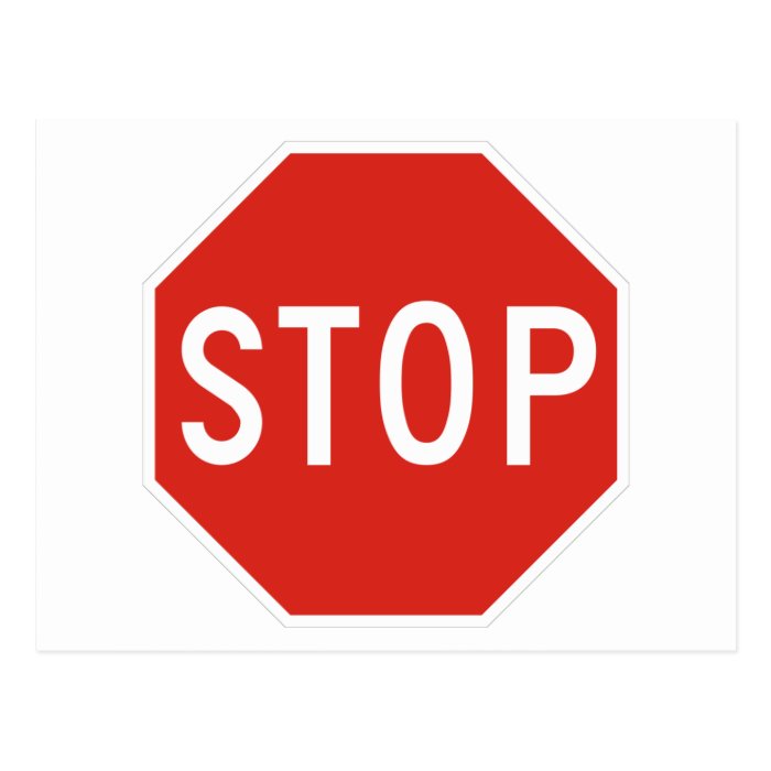 Stop Street Road Sign Symbol Caution Traffic Postcard