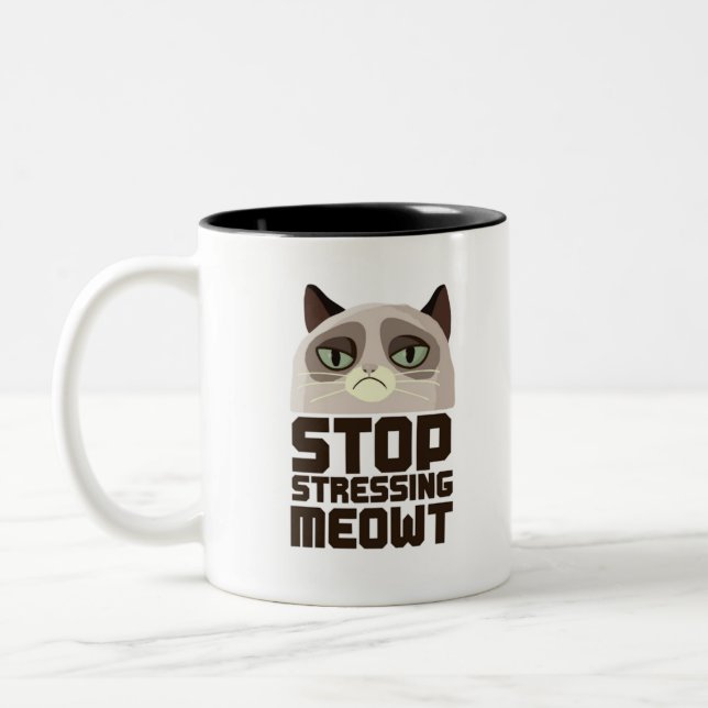 Stop Stressing Meowt Two-Tone Coffee Mug (Left)