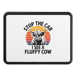 Stop The Car I See Fluffy Cow Retro Highland Cow L Hitch Cover