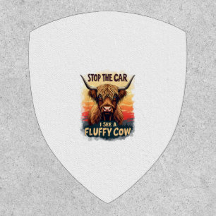 Stop The Car I See Fluffy Cow Retro Highland Cow p Patch
