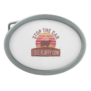 Stop The Car I See Fluffy Cow Retro Highland Lover Belt Buckle