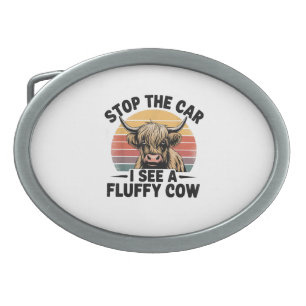 Stop The Car I See Fluffy Funny Cow Retro Highland Belt Buckle