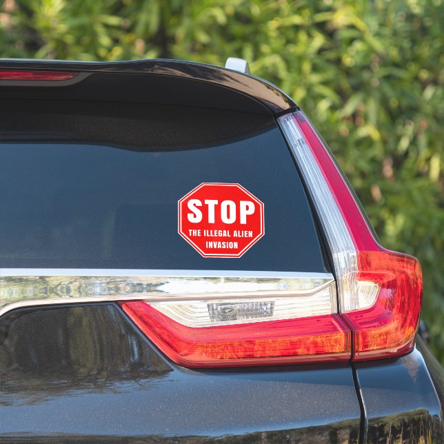 STOP THE ILLEGAL ALIEN INVASION STICKER (Car Side)