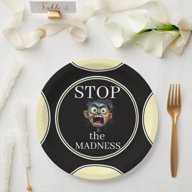 Stop the Madness Paper Plate (Wedding)