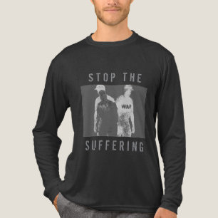 "Stop the Suffering" Black Gray White War Graphic Tri-Blend Shirt