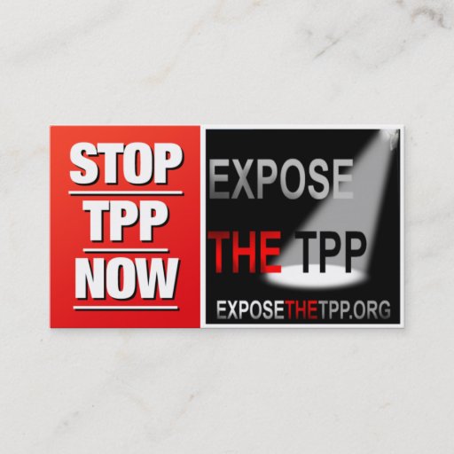 Customizable STOP THE TPP business cards