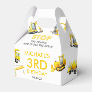Stop The Traffic Construction Trucks Birthday Favor Boxes