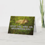 Stop the war on groundhog day greeting card