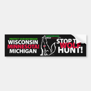 STOP THE WOLF HUNT MINNESOTA - MA'IINGAN BUMPER STICKER
