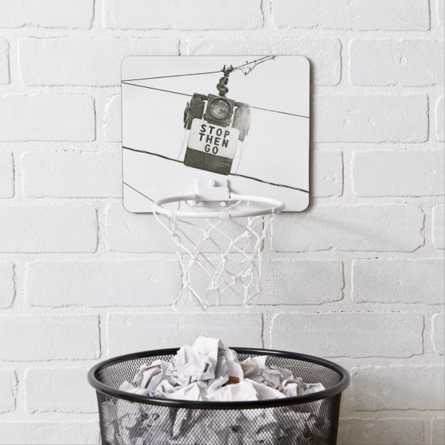 Stop Then Go Street Sign Mini Basketball Hoop (In Situ)