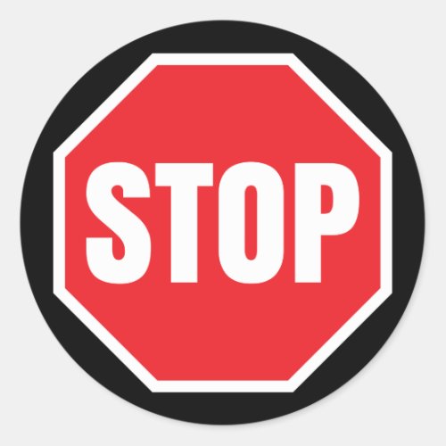 stop traffic sign classic round sticker