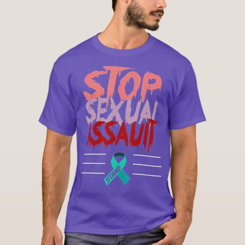 Stop ual Assault Awareness  Survivor Ribbon  T_Shirt