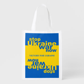 Stop Ukraine War Now Flag Victory for Ukraine Grocery Bag