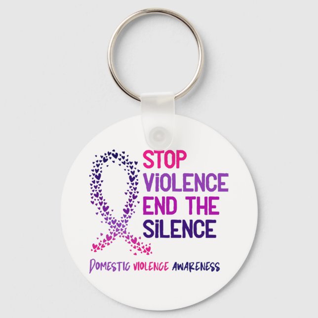 Stop Violence and the Silence Domestic Violence Aw Keychain (Front)