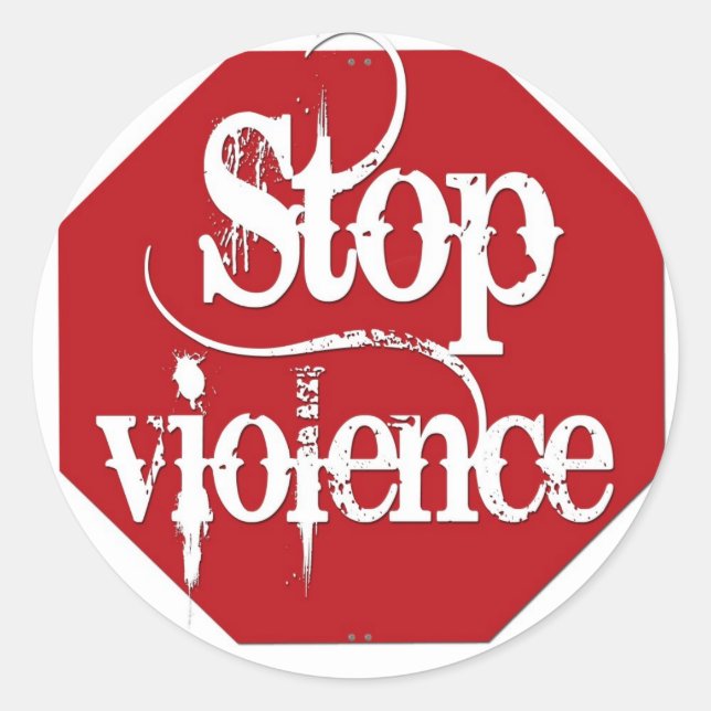 Stop Violence Classic Round Sticker (Front)