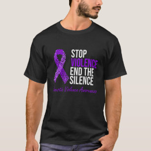 Stop Violence End Silence Purple Domestic Violence T-Shirt