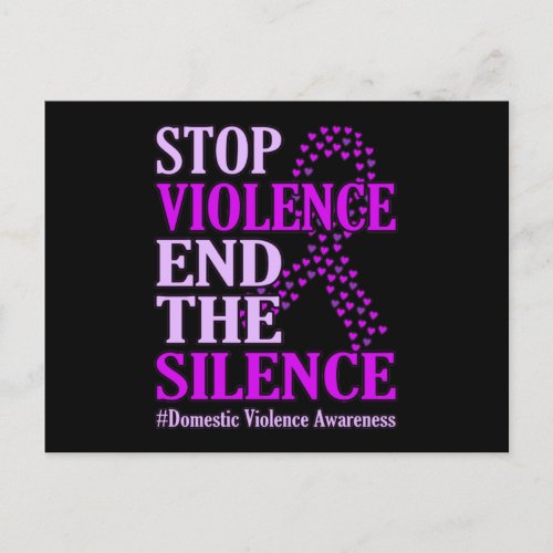 Stop Violence Support Domestic Violence Awareness Announcement Postcard