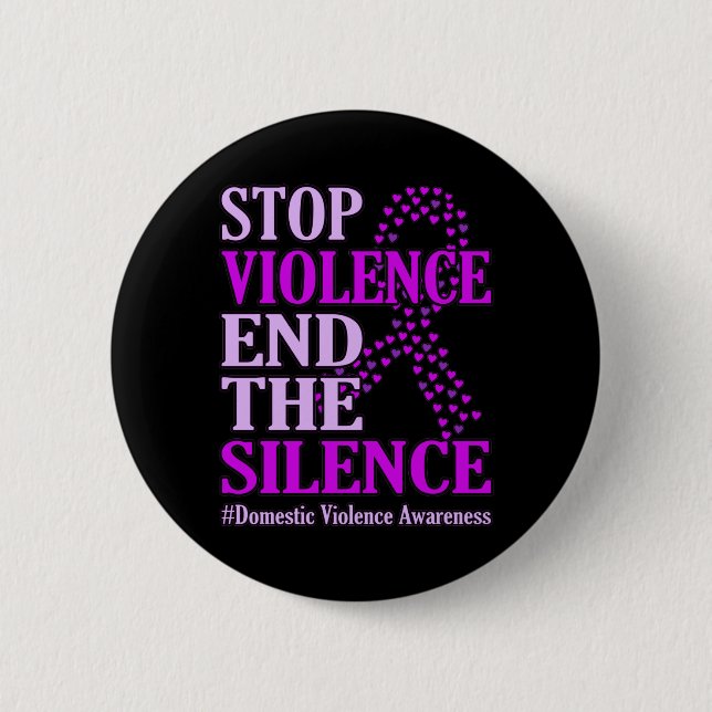 Stop Violence Support Domestic Violence Awareness Button (Front)