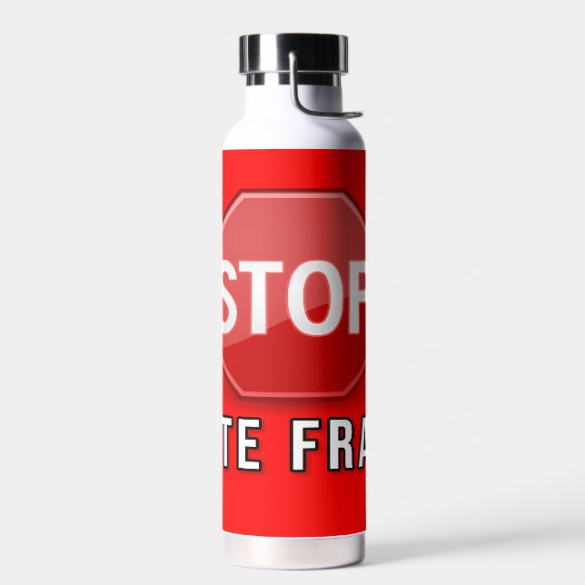 Stop Vote Fraud Water Bottle (Left)