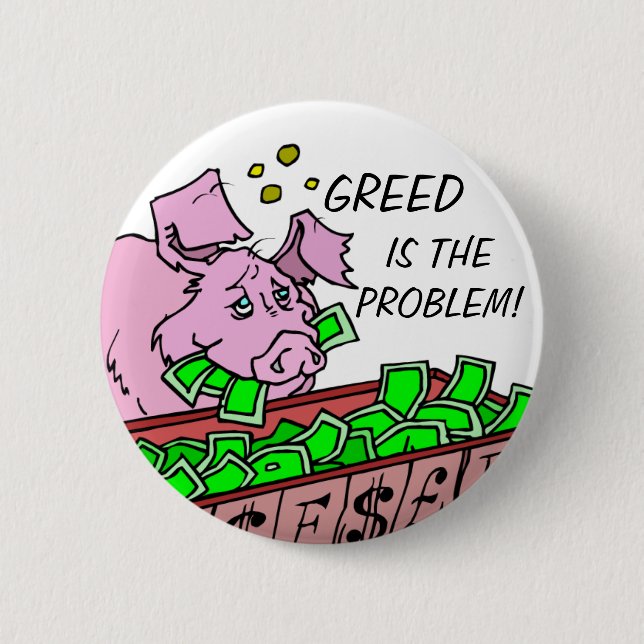 STOP WALL STREET GREED PINBACK BUTTON (Front)