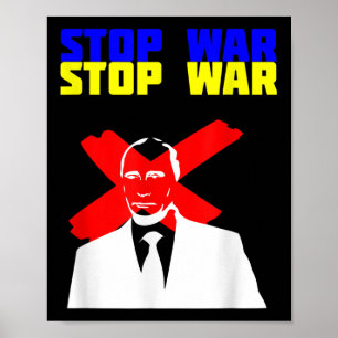 Stop War Anti Putin Face Ukrainian Flag Poster