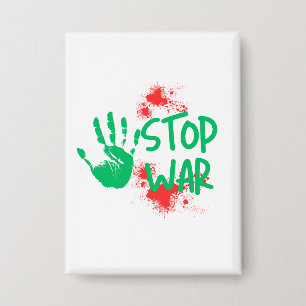 Stop War – Bold Handprint Anti-War Graphic Design Button