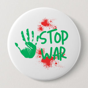 Stop War – Bold Handprint Anti-War Graphic Design Button
