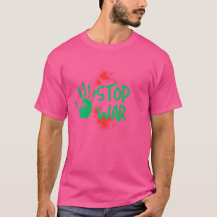 Stop War Bold Handprint Anti-War Graphic Design T-Shirt