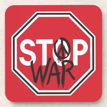 Stop War Drink Coaster by Lisann52 at Zazzle