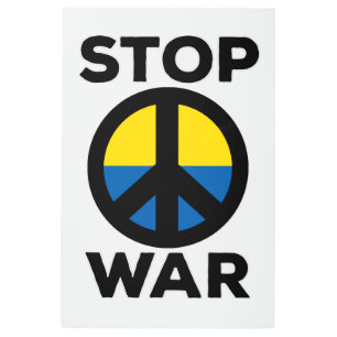 Stop War Flag of Ukraine Metal Print