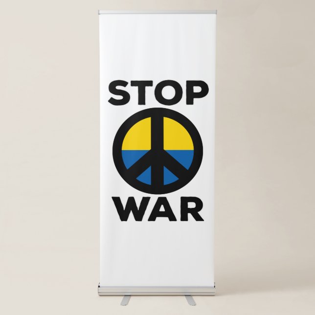 Stop War Flag of Ukraine Retractable Banner (Front)
