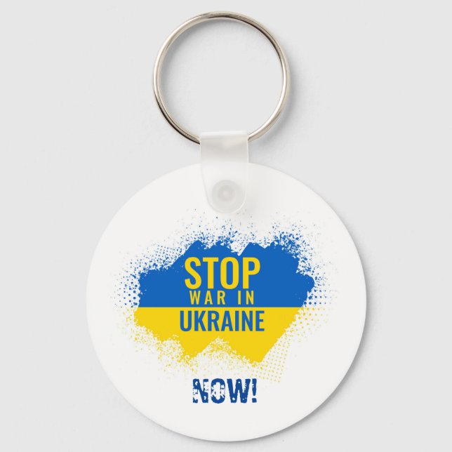 Stop War in Ukraine Now   Keychain (Front)
