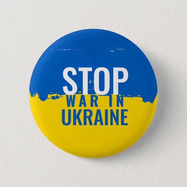 Stop War in Ukraine. Support Ukraine. Button (Front)