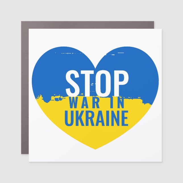 Stop War in Ukraine. Support Ukraine heart. Car Magnet (Front)