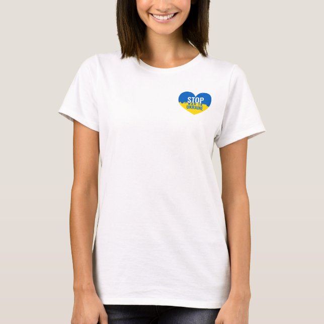 Stop War in Ukraine. Support Ukraine heart. T-Shirt (Front)
