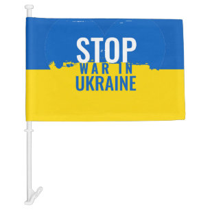Stop War In Ukraine. Ukrainian flag. Car Flag