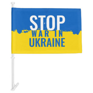 Stop War In Ukraine. Ukrainian flag. Car Flag