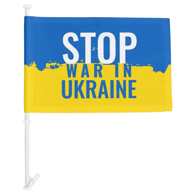 Stop War In Ukraine. Ukrainian flag. Car Flag (Front)