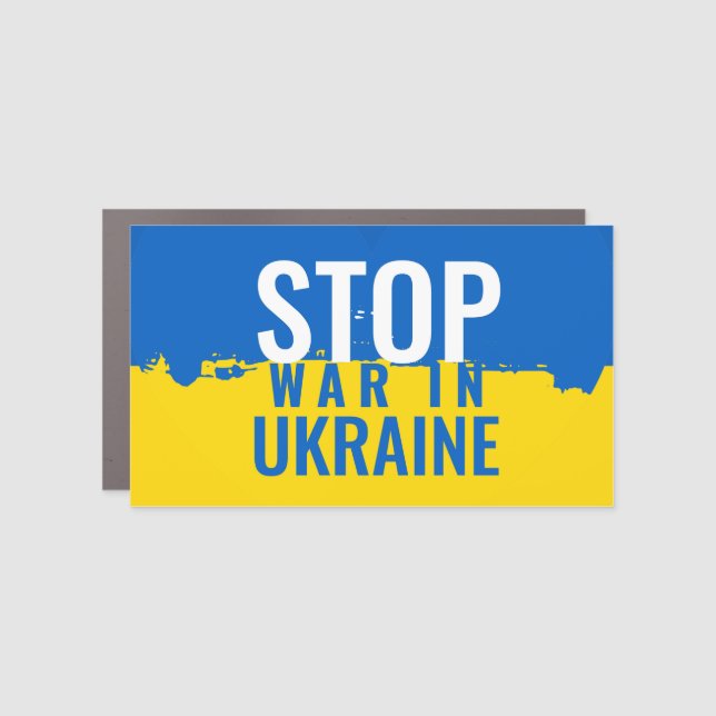Stop War In Ukraine. Ukrainian flag.  Car Magnet (Front)