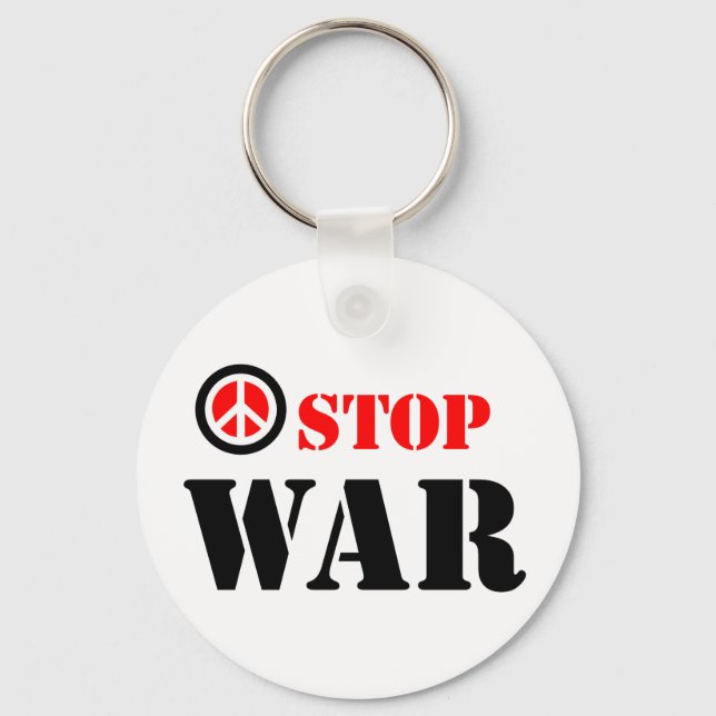 Stop war slogan keychain (Front)