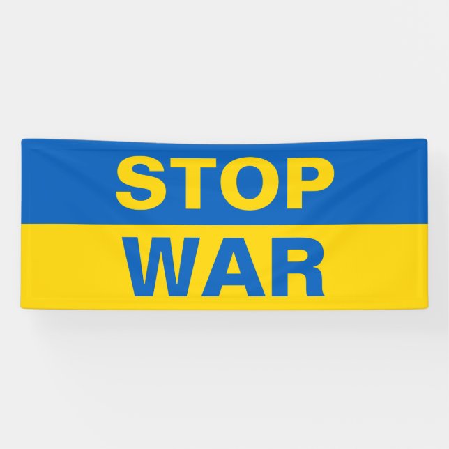 Stop War Ukraine Ukrainian Banner (Horizontal)