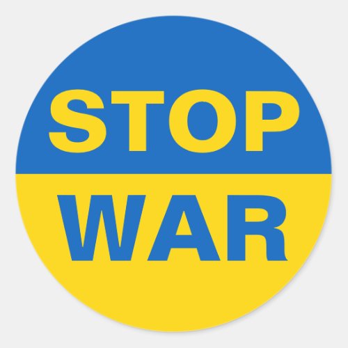 Stop War Ukraine Ukrainian Classic Round Sticker